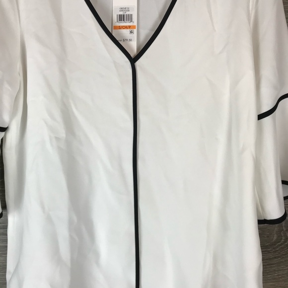 Calvin Klein Contrast Trim Elbow Sleeve top NWT - Picture 4 of 8